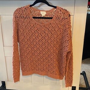 Nicole Miller Women's Crochet Sweater - Terracotta